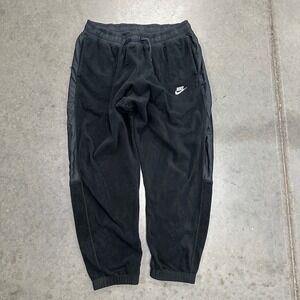 Nike Mens Fleece Joggers Black XL Embroidered Logo Sweatpants Side Panel Mixed